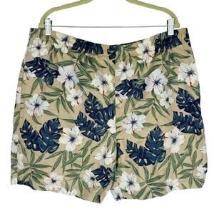 Polo Sport Ralph Lauren Khaki Tropical Floral Cotton Mesh Lined Shorts Sz XL